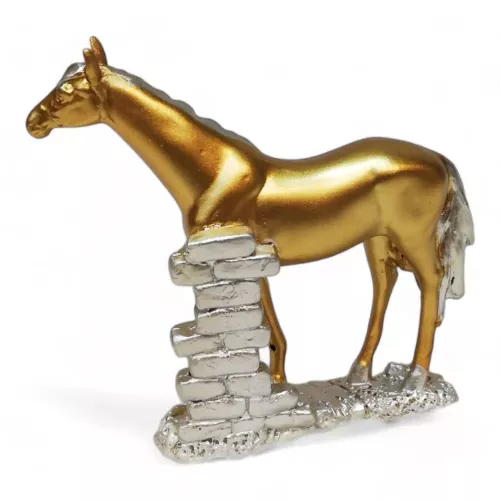 مجسم حصان صغير بولي ذهبي
