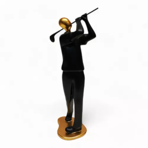 مجسم بولي أسود و ذهبي لاعب قولف
