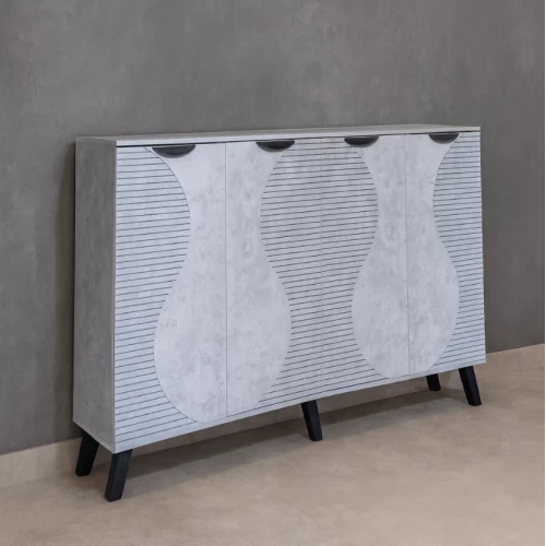 خزانة أحذية 4 أبواب خشب ماليزي 160 سم - لون رمادي