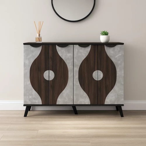 خزانة احذية 4 ابواب - بني غامق ورصاصي