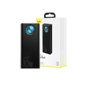 باوربنك Baseus Amblight 30000mAh، 4xUSB، USB-C، 65W (أسود).  يتميز بنك الطاقة المحمول هذا بأربعة منافذ USB ومنفذ USB-C، يوفر مخر